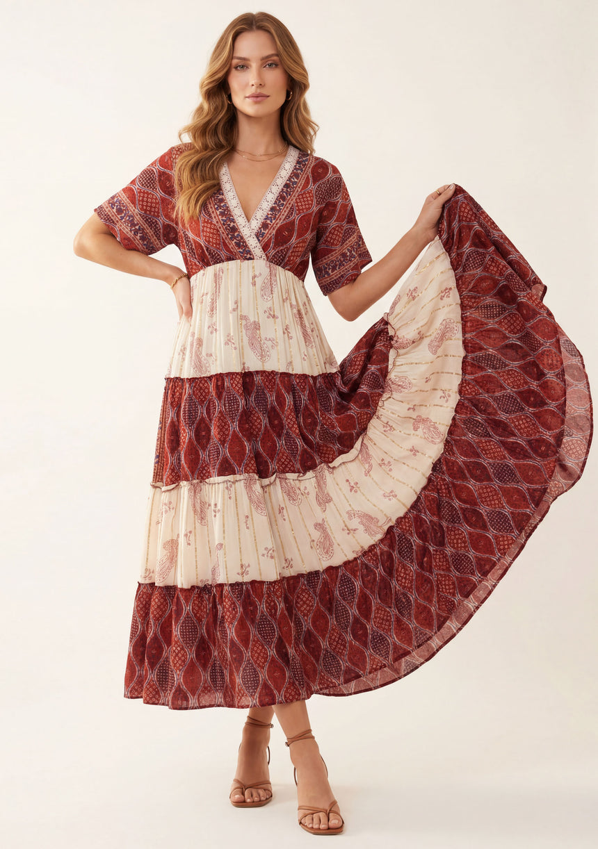 Vestido largo de algodón para mujer - Revaya