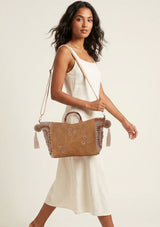 Bolso de mano de lona bordado para mujer - Bea