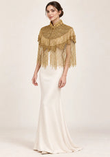 ibBan Gold Luxury Embroidered Evening Cape -Efli