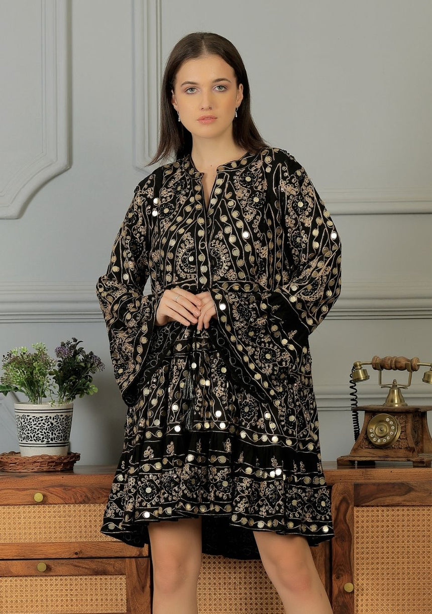 ibBan Women's Short Tunic Nuria | Georgette | Artisan | One Size