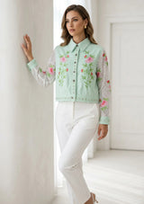 Women's Artisan Hand Embroidery Canvas Jacket - Farida