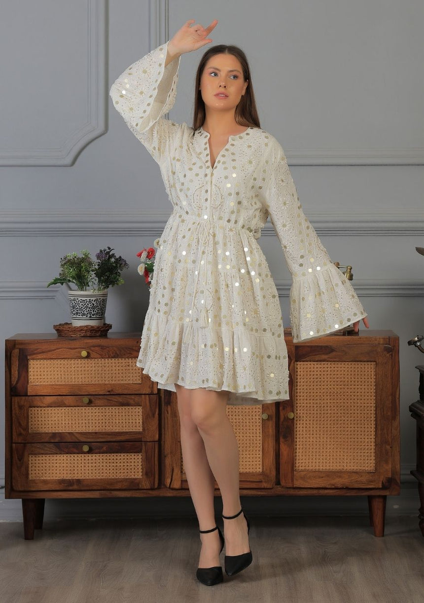 ibBan Women's Short Tunic Nuria | Georgette | Artisan | One Size