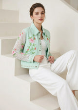Women's Artisan Hand Embroidery Canvas Jacket - Farida