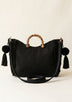 Bolso de mano de lona bordado para mujer - Avellana