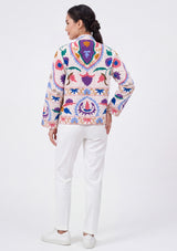 ibBan Women's Hand Embroidered Cotton Canvas Jacket - Ziva | Artisan Boho