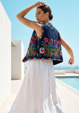 ibBan Hand Embroidered Winter Vest for Women | Designer Boho Layering Vest - Riza