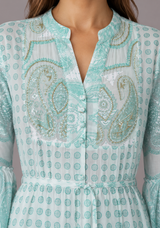 ibBan Túnica Larga de Mujer Mayra | Algodón Estampado | Bordado a Mano | Talla Única
