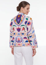 ibBan Women's Hand Embroidered Cotton Canvas Jacket - Ziva | Artisan Boho