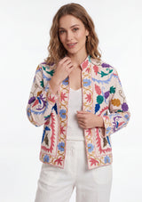 ibBan Women's Hand Embroidered Cotton Canvas Jacket - Ziva | Artisan Boho