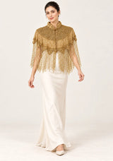 ibBan Gold Luxury Embroidered Evening Cape -Efli