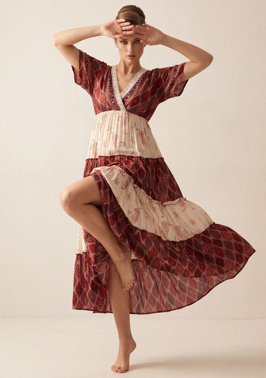 Vestido largo de algodón para mujer - Revaya