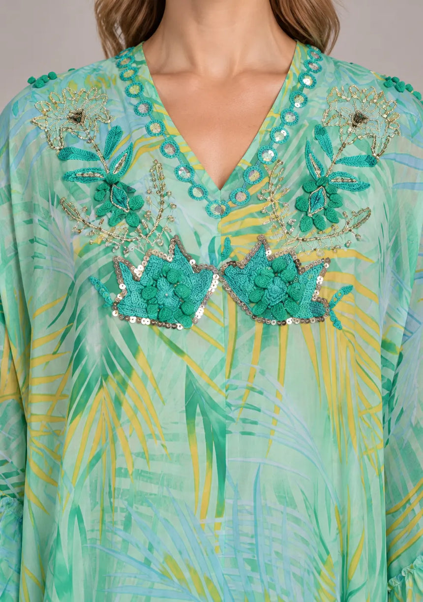 ibBan Printed Cotton Kaftan Dress - Kanha