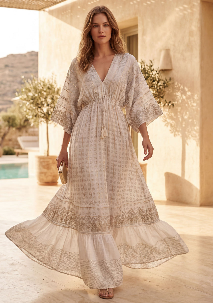 Vestido largo de georgette para mujer - Fina