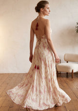 Vestido largo de algodón con cuello halter para mujer - Rooh