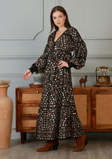 ibBan Vestido Largo Nuria para Mujer | Georgette | Artesanal | Talla Única