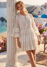 Minivestido de algodón con cuello redondo para mujer - Anshi