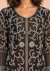 ibBan Black Kaftan Dress with Silver Hand Embroidery -