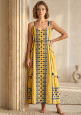 Vestido largo sin mangas de algodón para mujer - Disha