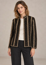 ibBan Women’s Black Mesh Jacket with Hand Embroidered - Parisa