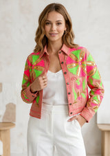 Women's Artisan Hand Embroidery Canvas Jacket - Meliah