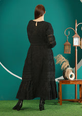 ibBan Winter Embroidered Long Dress | Elegant Women's Occasion Wear - Dori