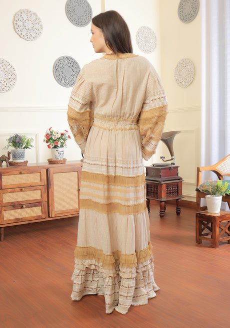 ibBan Vestido largo de mujer Jade | Bordado a mano | Encaje | Talla única