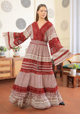ibBan Women's Long Dress  | Hand Embroidery | Lace | Free Size - Jade
