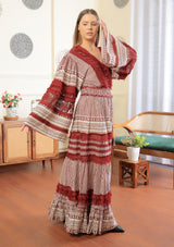 ibBan Women's Long Dress  | Hand Embroidery | Lace | Free Size - Jade