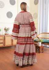 ibBan Women's Long Dress  | Hand Embroidery | Lace | Free Size - Jade