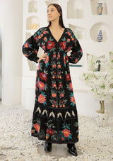ibBan Winter Hand Embroidered Long Dress | Luxury Floral Boho - Gypsy Dress