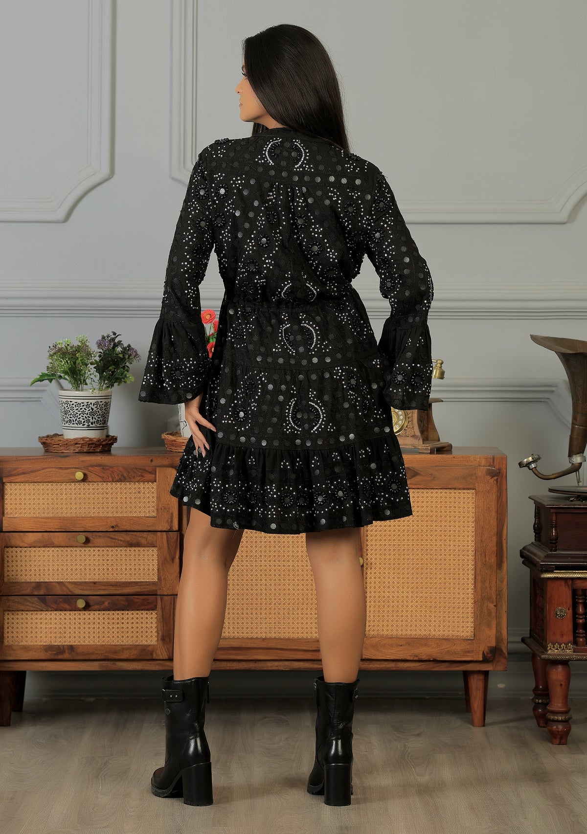 ibBan Tunique Courte Femme Nuria | Georgette | Artisanale | Taille Unique