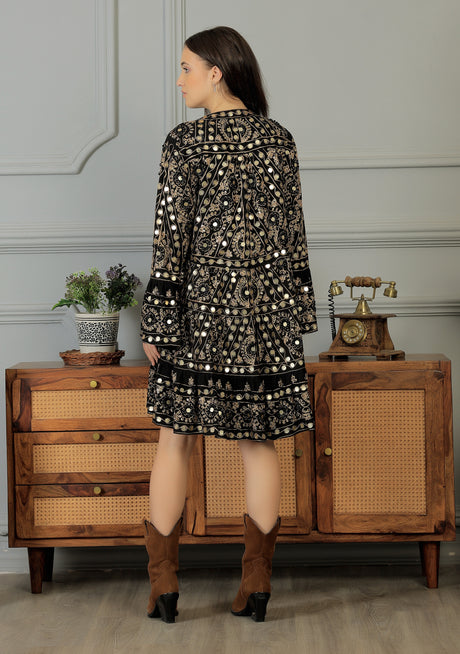 ibBan Women's Short Tunic Nuria | Georgette | Artisan | Free Size