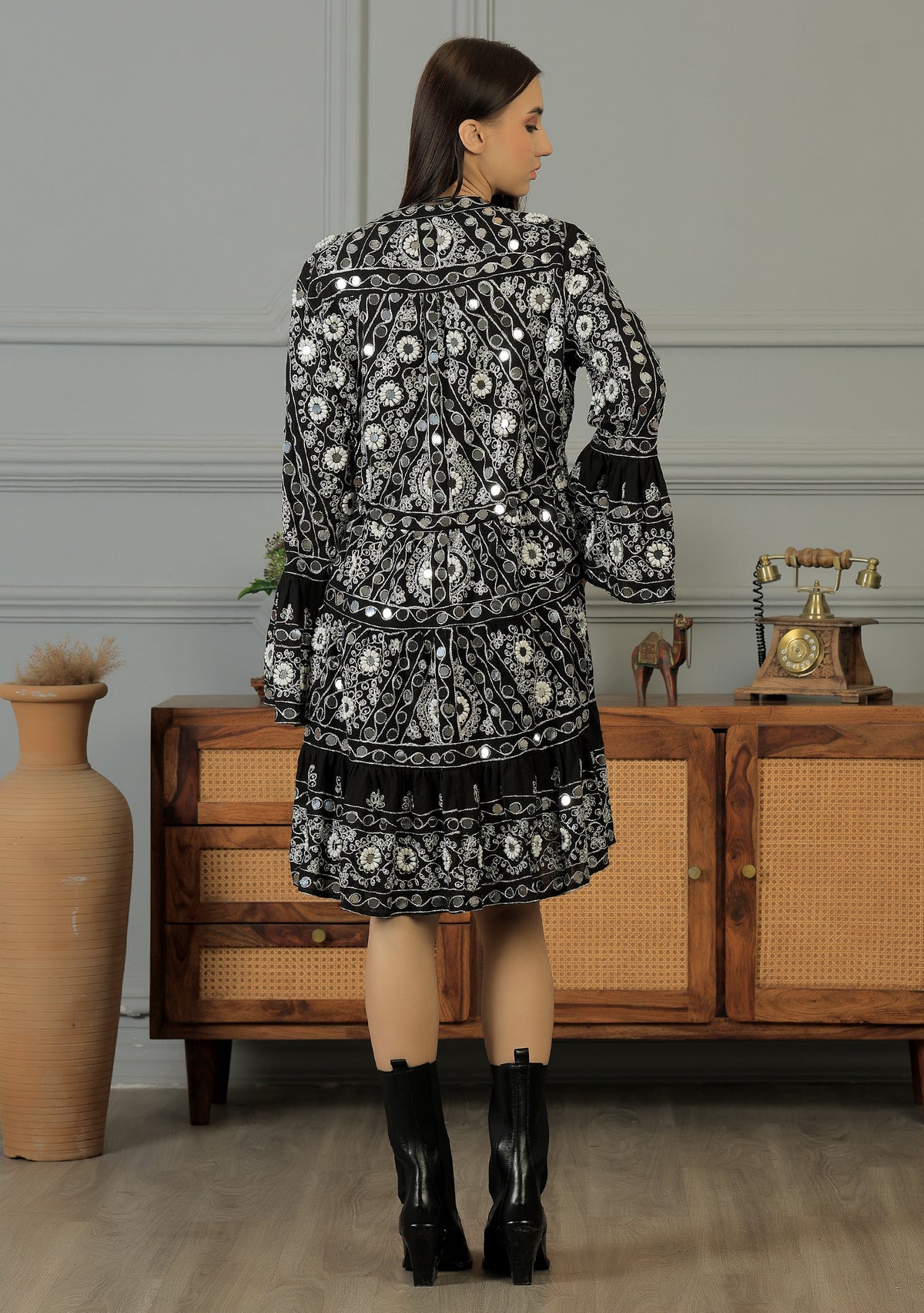 ibBan Tunique Courte Femme Nuria | Georgette | Artisanale | Taille Unique