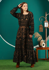 ibBan Winter Embroidered Long Dress | Elegant Women's Occasion Wear - Dori
