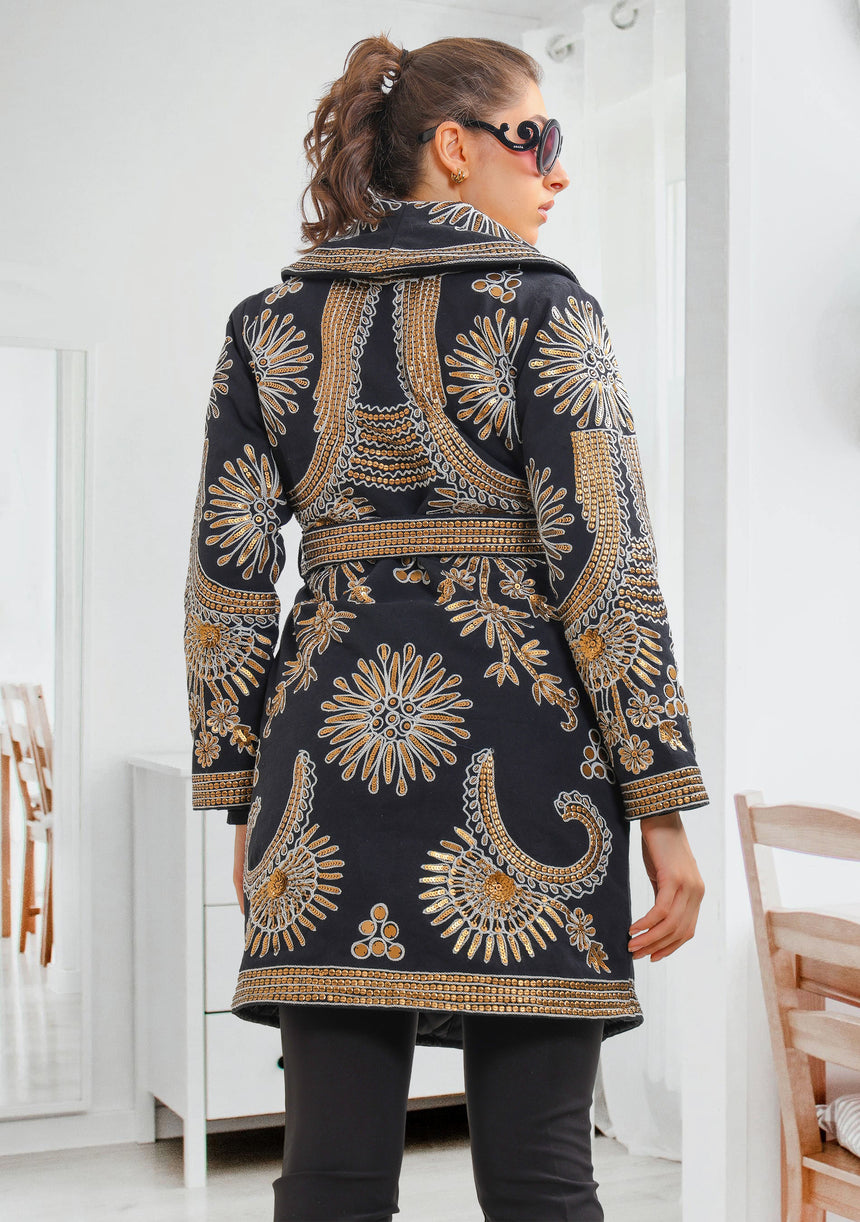 Abrigo artesanal Boho pintado a mano para mujer - Yara