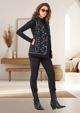 bBan Women's Winter Hand Embroidered Gilet | Luxury Designer Knit Vest -Inshi