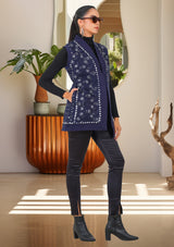 bBan Women's Winter Hand Embroidered Gilet | Luxury Designer Knit Vest -Inshi