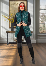 bBan Women's Winter Hand Embroidered Gilet | Luxury Designer Knit Vest -Inshi