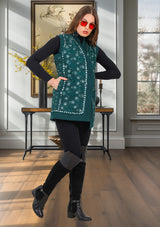 bBan Women's Winter Hand Embroidered Gilet | Luxury Designer Knit Vest -Inshi