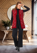 bBan Women's Winter Hand Embroidered Gilet | Luxury Designer Knit Vest -Inshi