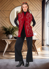 bBan Women's Winter Hand Embroidered Gilet | Luxury Designer Knit Vest -Inshi
