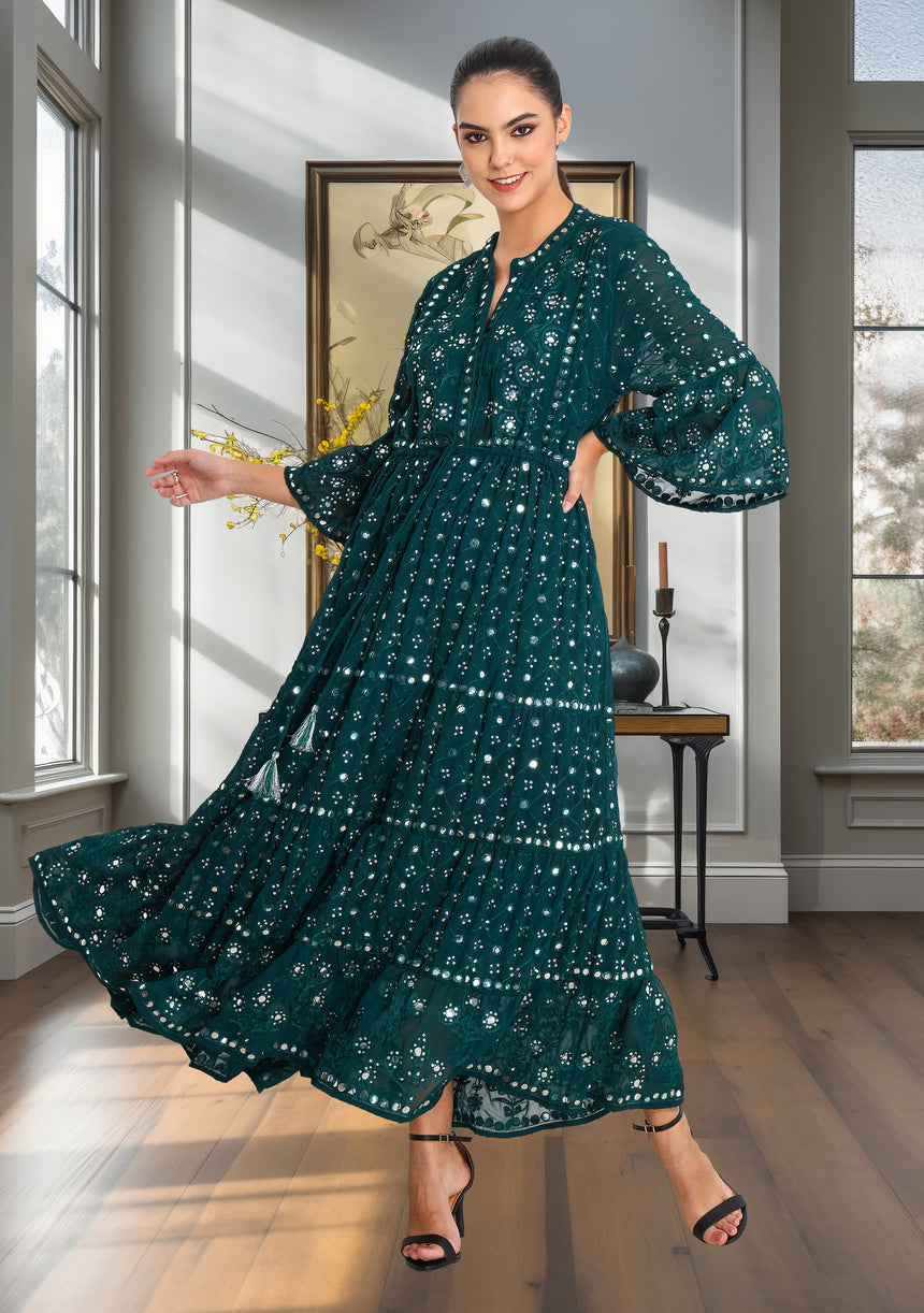 ibBan Women's Winter Hand Embroidered Long Tunic -Inshi