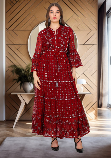 Tunique longue brodée main femme ibBan hiver - Inshi