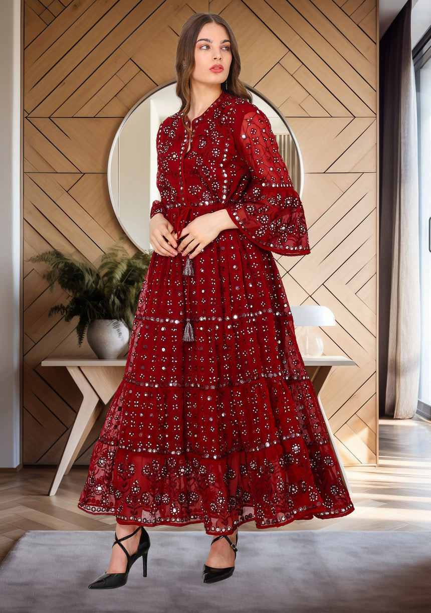 ibBan Women's Winter Hand Embroidered Long Tunic -Inshi
