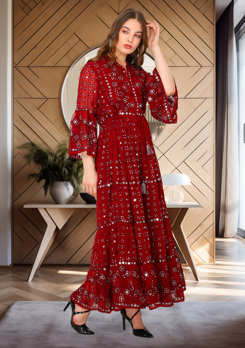 ibBan Women's Winter Hand Embroidered Long Tunic -Inshi