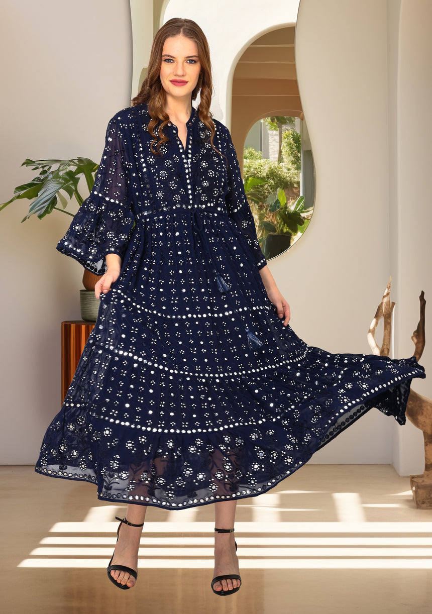 ibBan Women's Winter Hand Embroidered Long Tunic -Inshi