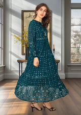 ibBan Women's Winter Hand Embroidered Maxi Dress -Inshi Long Dress