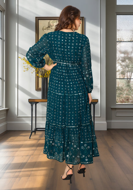Robe longue brodée main pour femme ibBan - Robe longue Inshi