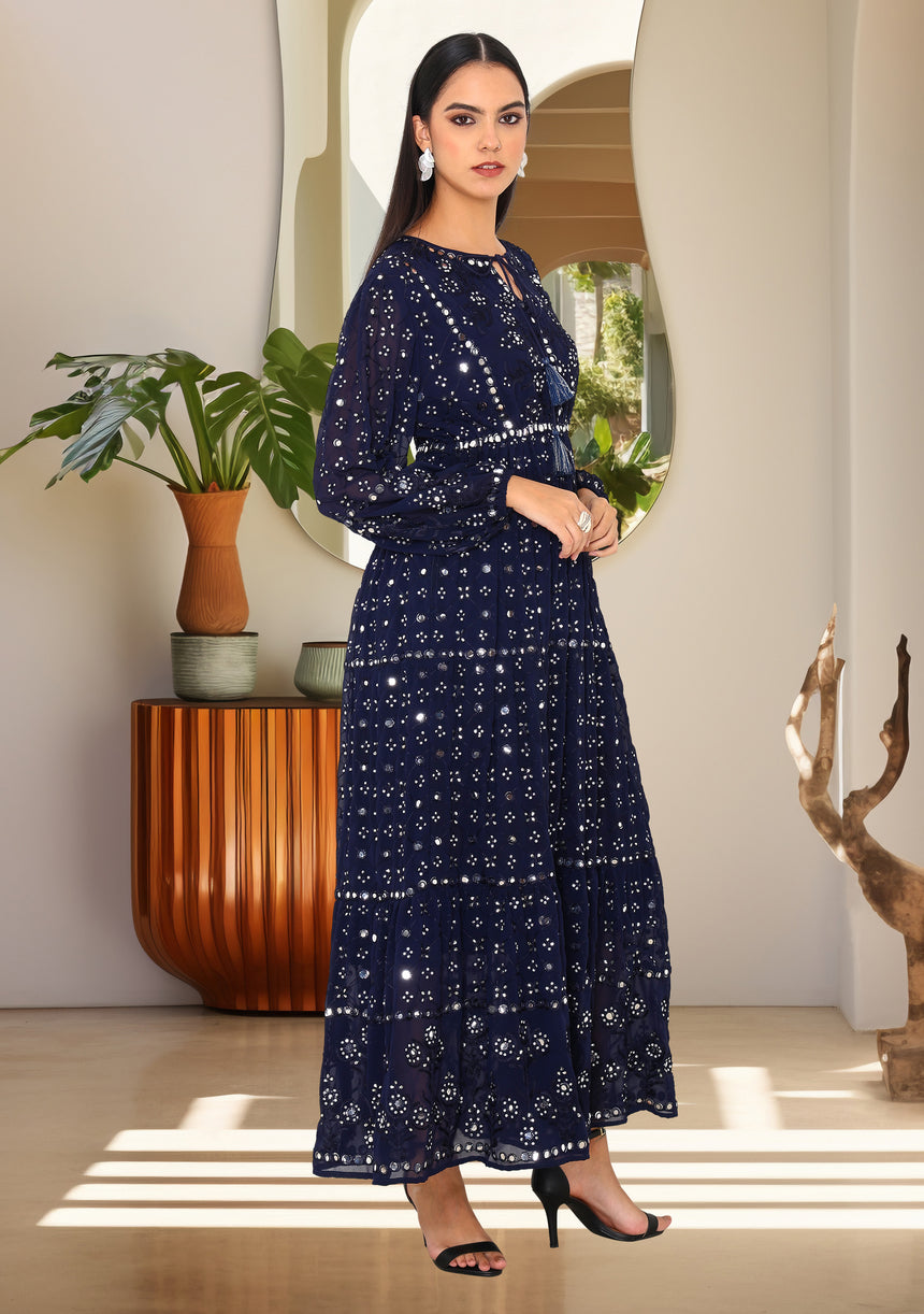 ibBan Women's Winter Hand Embroidered Maxi Dress -Inshi Long Dress