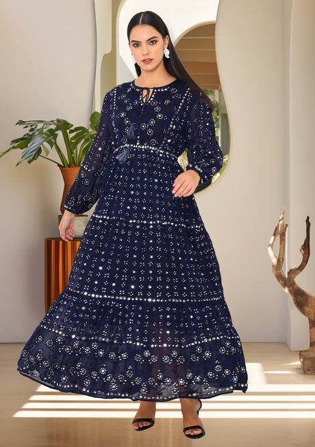 Robe longue brodée main pour femme ibBan - Robe longue Inshi